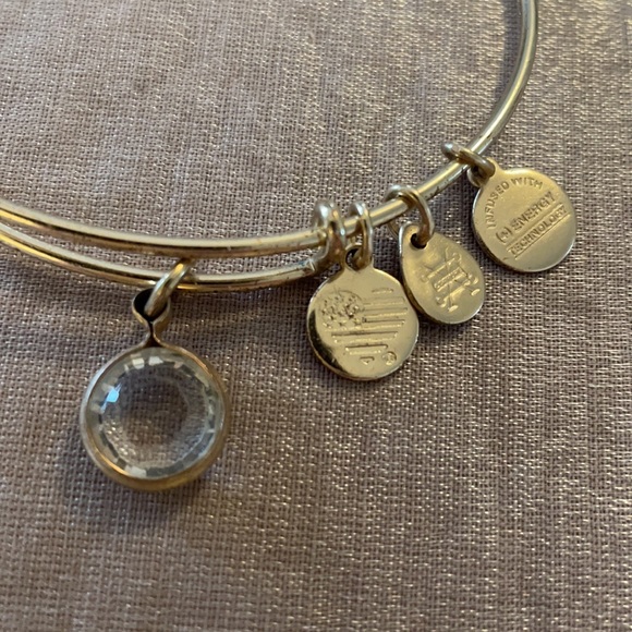 Alex & Ani Silver Bangel with Clear Gem - Picture 2 of 3